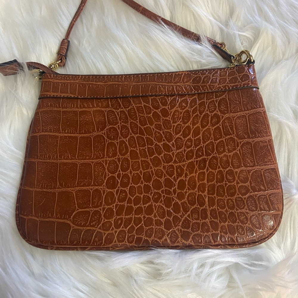 Anne Kline Brown Crocodile Embossed Crossbody Bag - Picture 5 of 8
